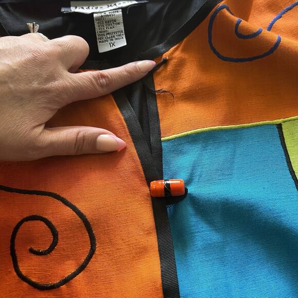 Indigo Moon Womens Patchwork Jacket 1X Retro Avant Garde Art to Wear Boho - Picture 4 of 8